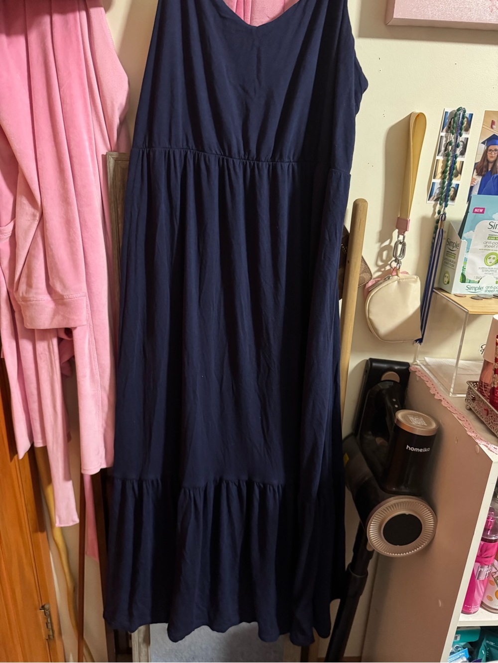 Navy Maxi Dress - Sleeveless Tiered Summer Dress